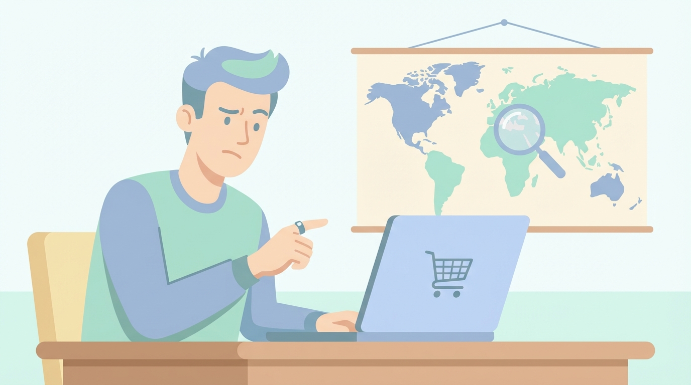 Geekinブランドの信頼性を調査する男性のイラスト