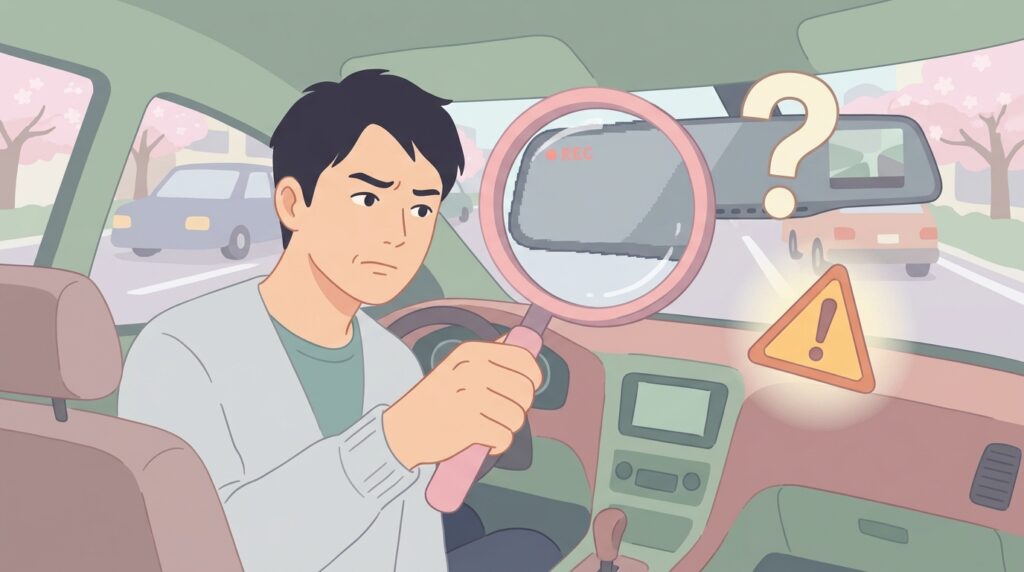 Changerドラレコの注意点を解説するイメージイラスト