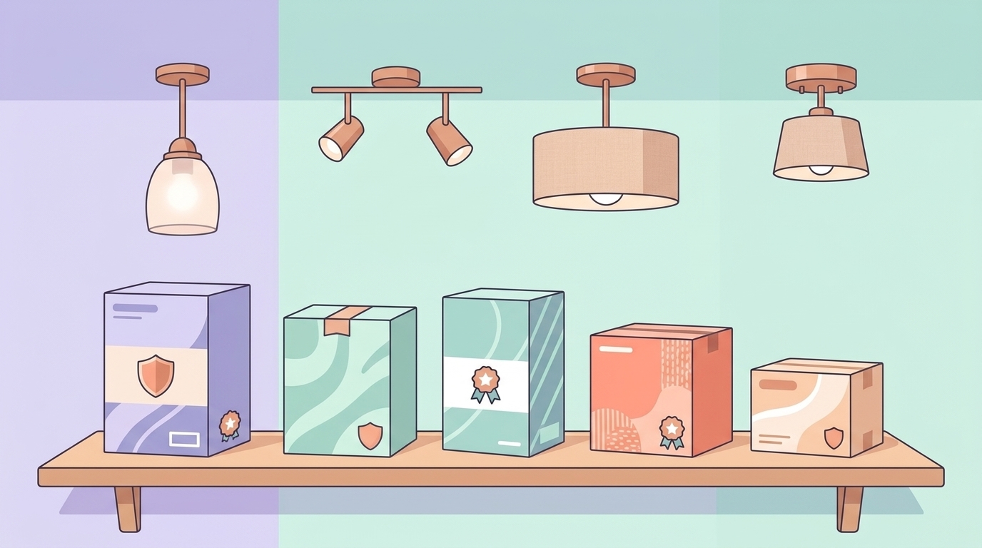 信頼性の高い代替ブランド製品が並ぶイラスト