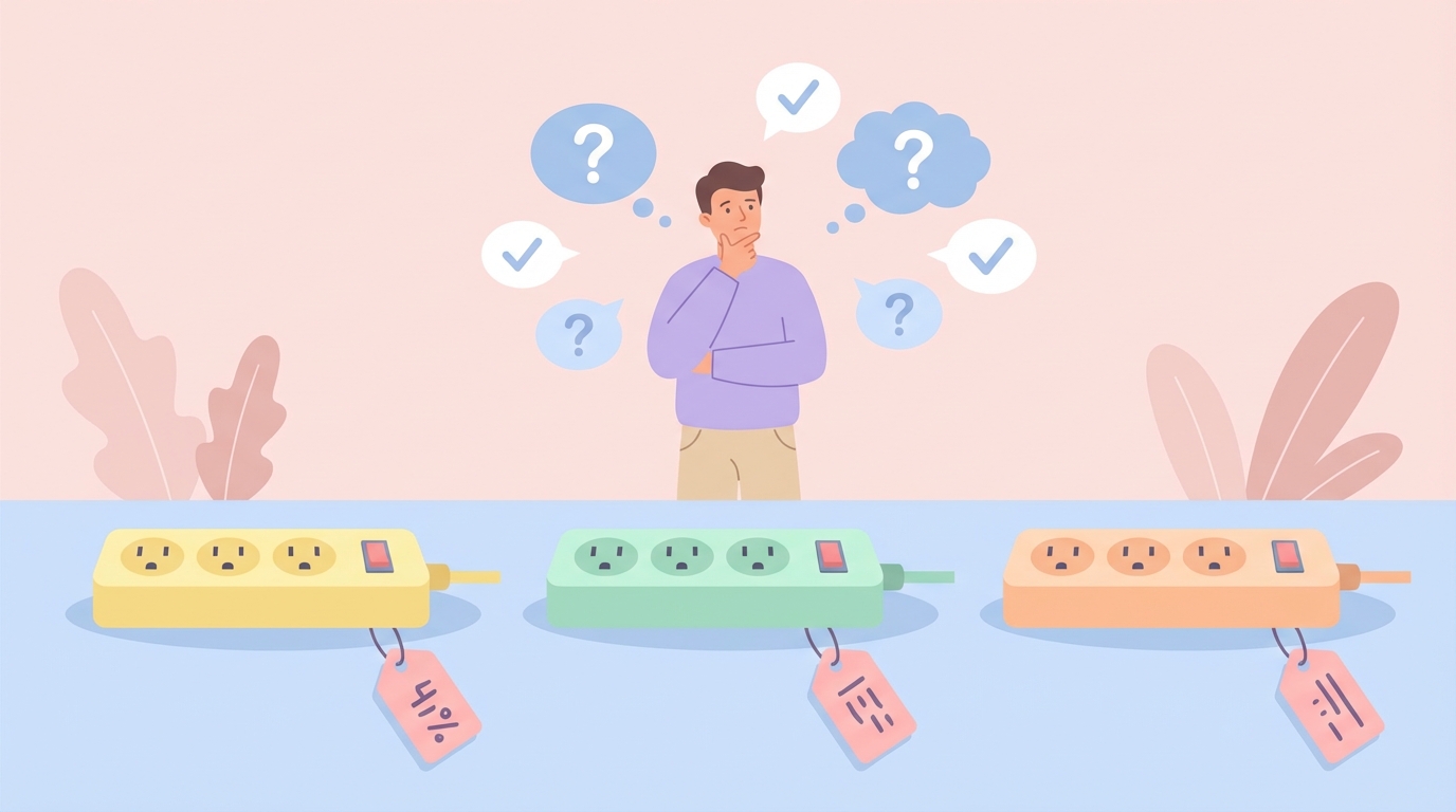 ブランド比較を検討する男性のイラスト