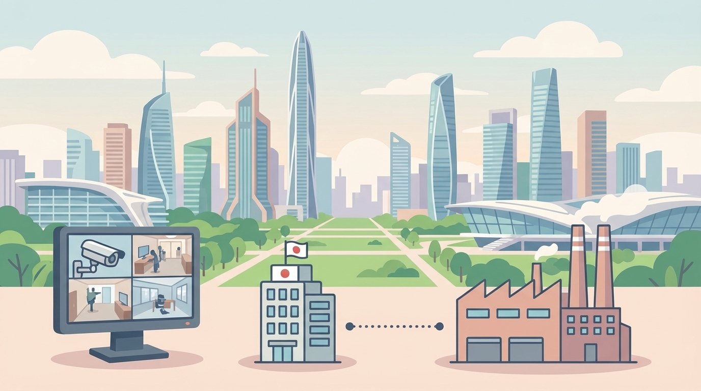 深センの都市と日本法人を結ぶイラスト