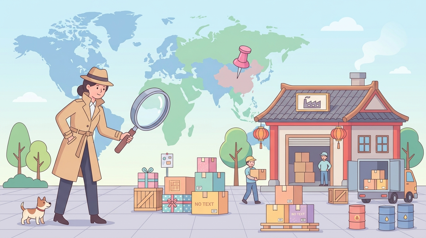 中国のブランドを調査するイメージイラスト