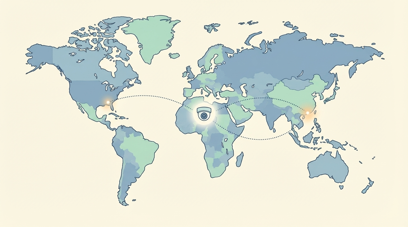 香港・深圳を起点にグローバル展開する防犯カメラブランドのイラスト