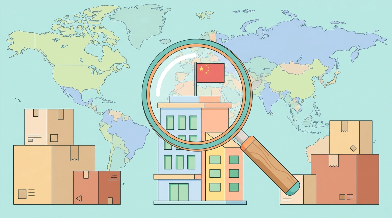 中国深圳の企業を調査するイメージイラスト