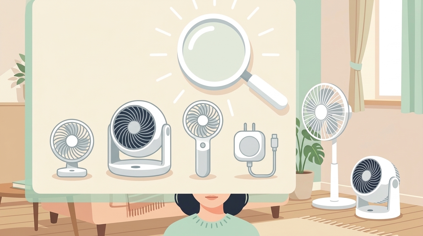 Tikunoが取り扱う家電製品と調査を示すフラットイラスト