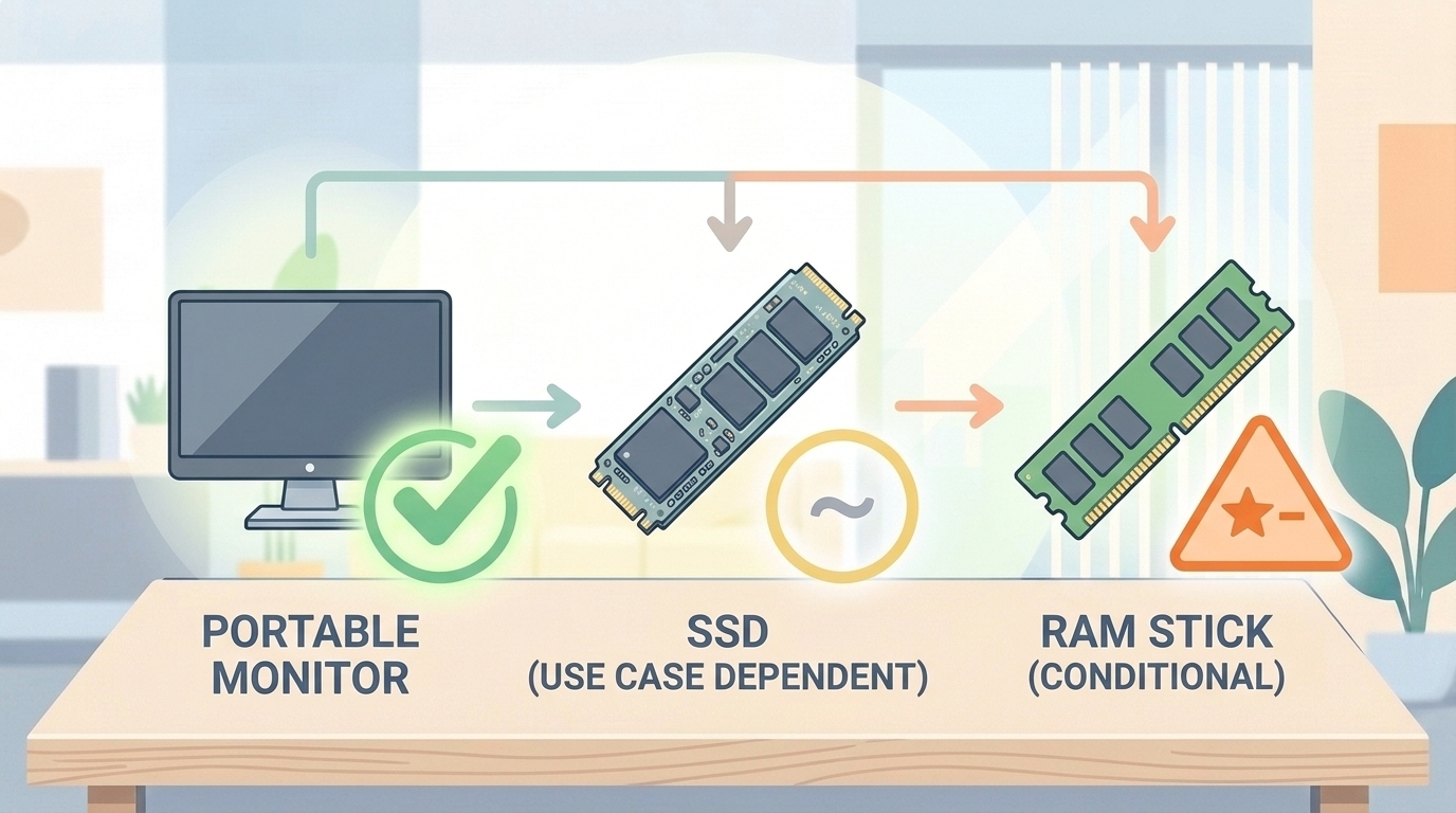 モニター・SSD・メモリの評価比較チャートイラスト