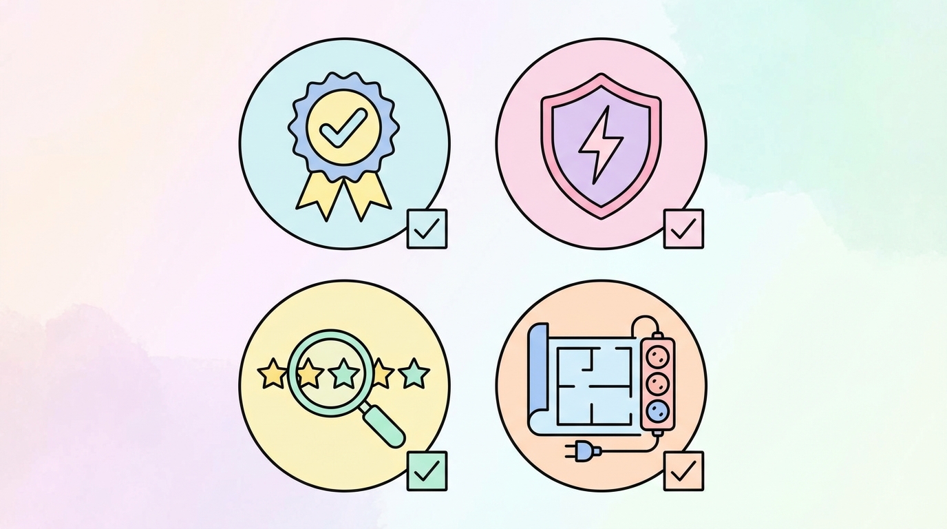 電源タップ選びの4つの基準を表すイラスト