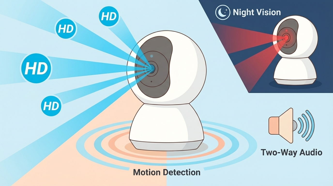 HD画質・暗視・双方向音声機能を備えた見守りカメラ