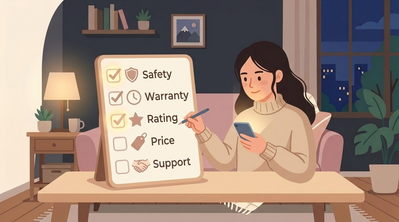 5つの判断基準チェックリストのイラスト