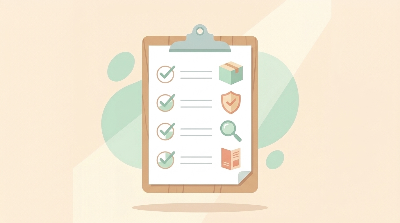 チェックリストと購入時の注意アイコンのイラスト