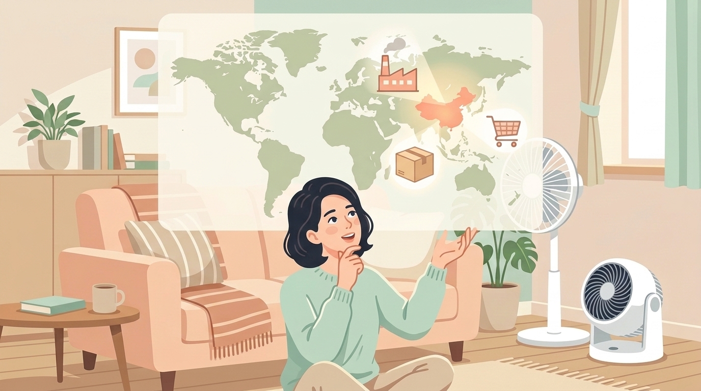 ブランドの発祥地を世界地図で示すフラットイラスト