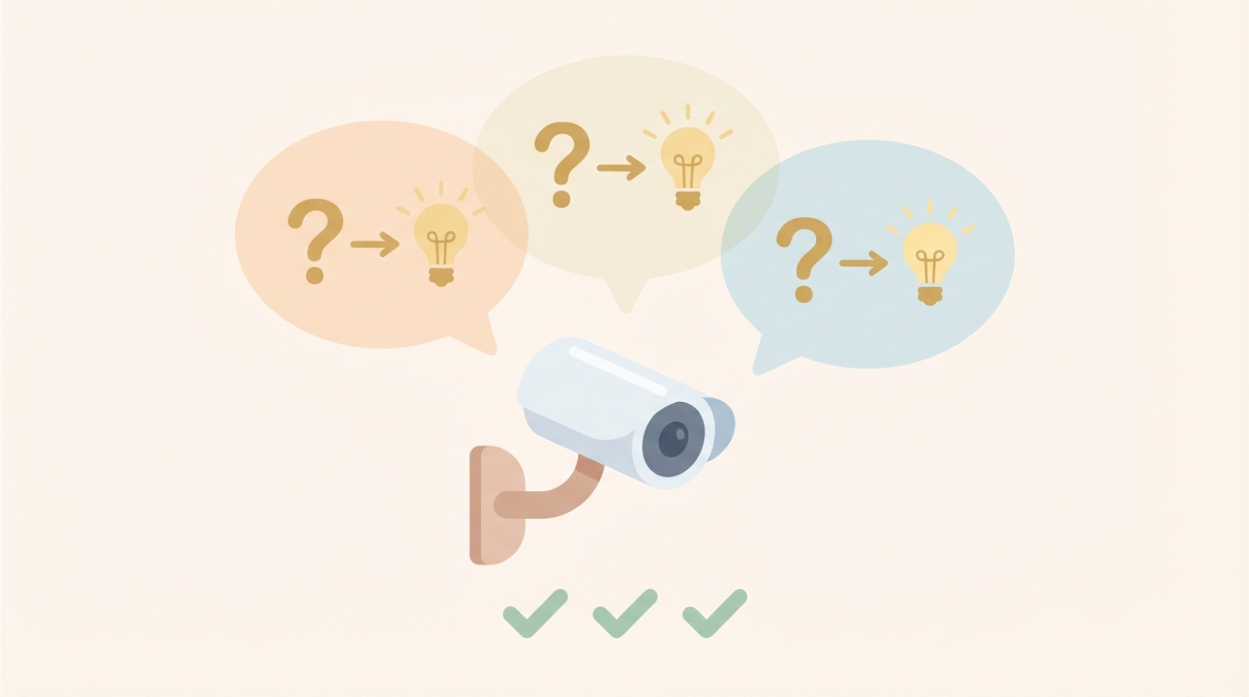 防犯カメラに関するよくある質問と回答のイラスト