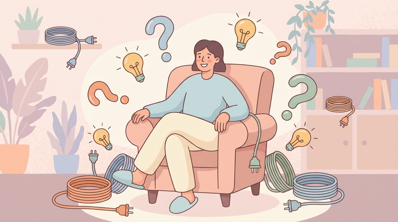 電源タップに関するQ&Aを表すイラスト