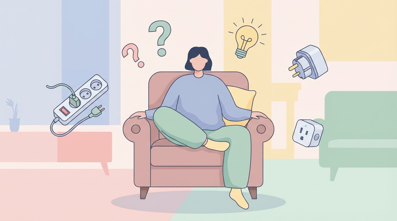 電源タップに関するQ&Aを表すイラスト