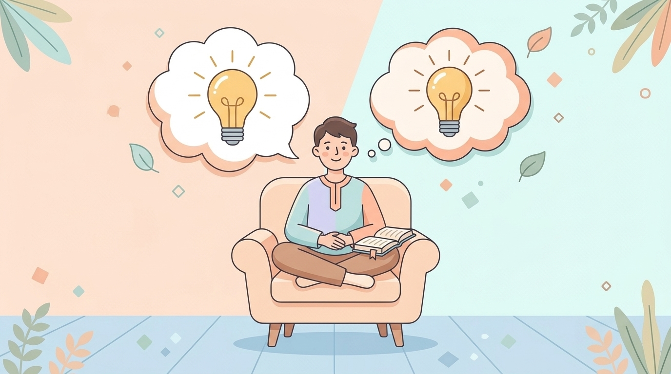 疑問が解消された人物のリラックスイラスト