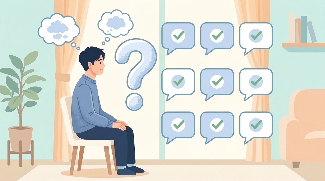 疑問に答えるチェックマーク付き回答バブルのイラスト