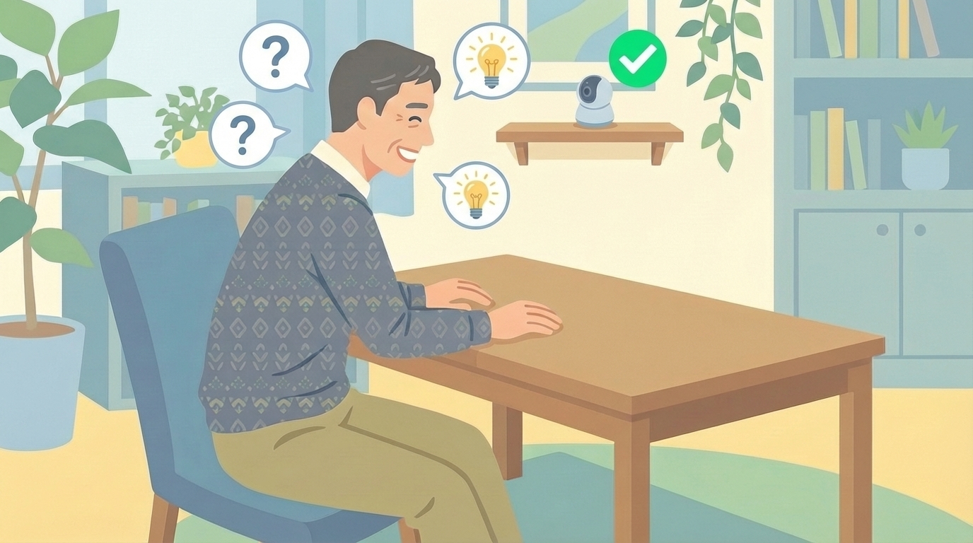 疑問が解消されて安心する男性のイラスト