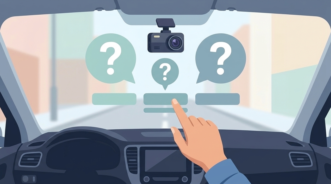 ドラレコに関するよくある質問を示すイラスト