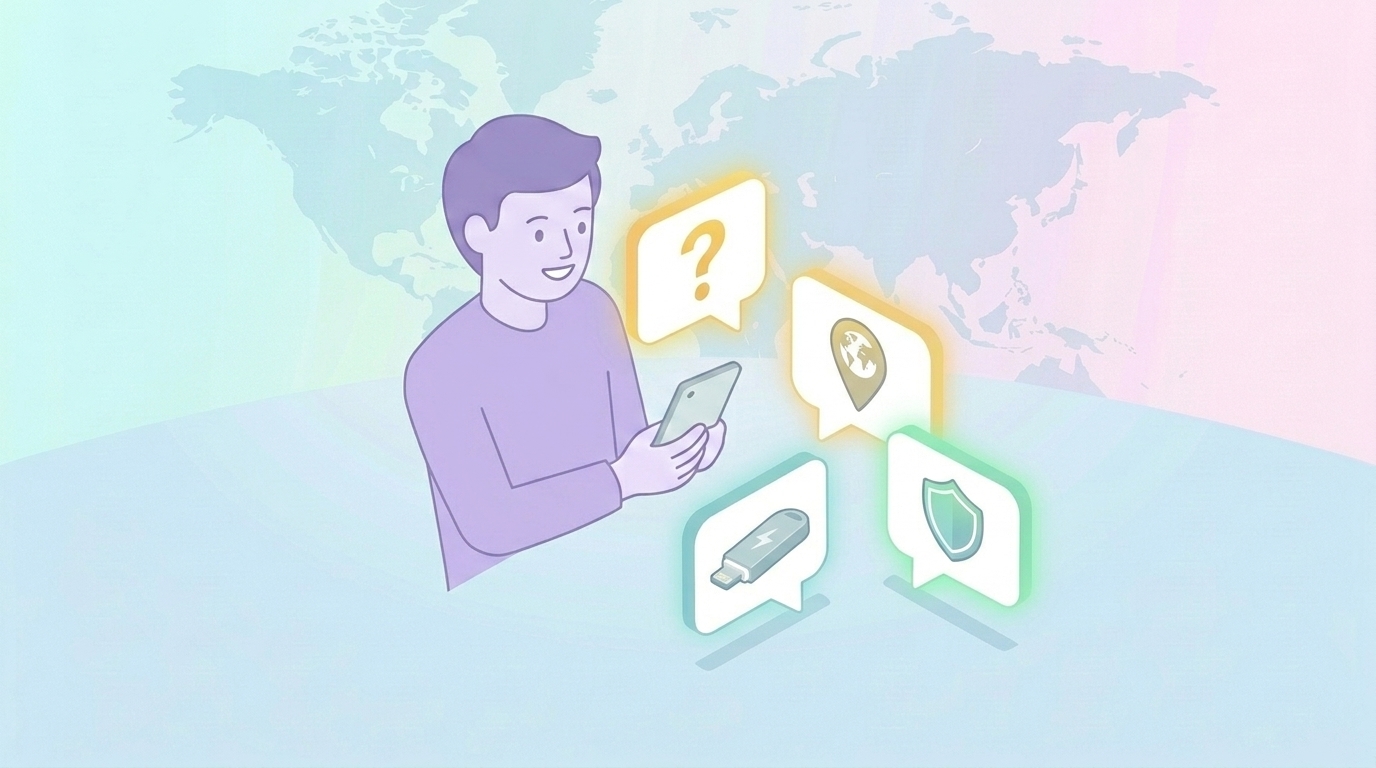 Q&A形式でUSBメモリの疑問に答えるイラスト