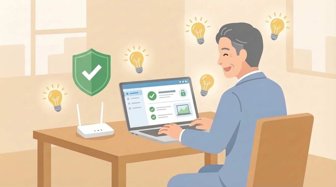 疑問が解消されて安心する男性のイラスト