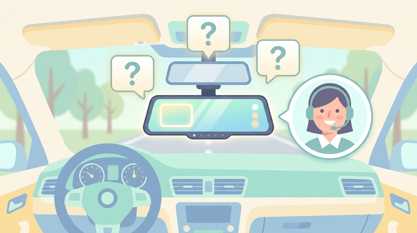 ドラレコに関するFAQとサポートのイラスト