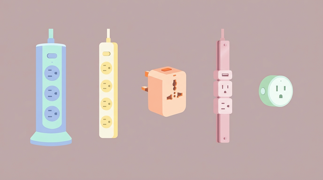 5種類の電源アクセサリーのイラスト