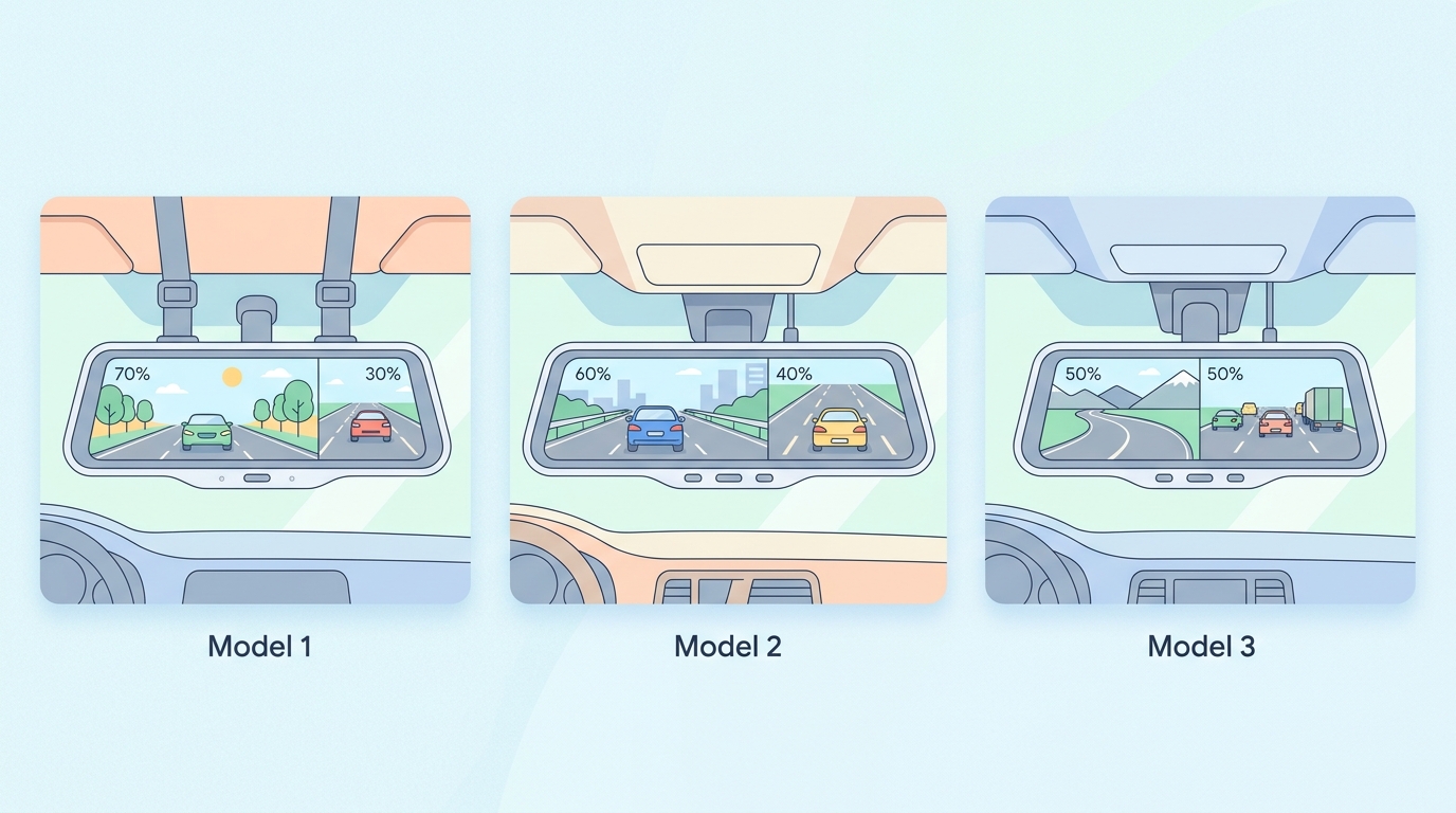 ミラー型ドラレコの製品ラインナップイメージイラスト