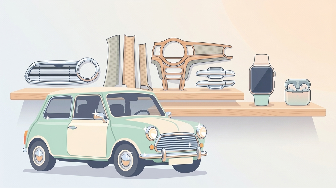 ガーニッシュやスマートウォッチなど製品ラインナップのイメージイラスト