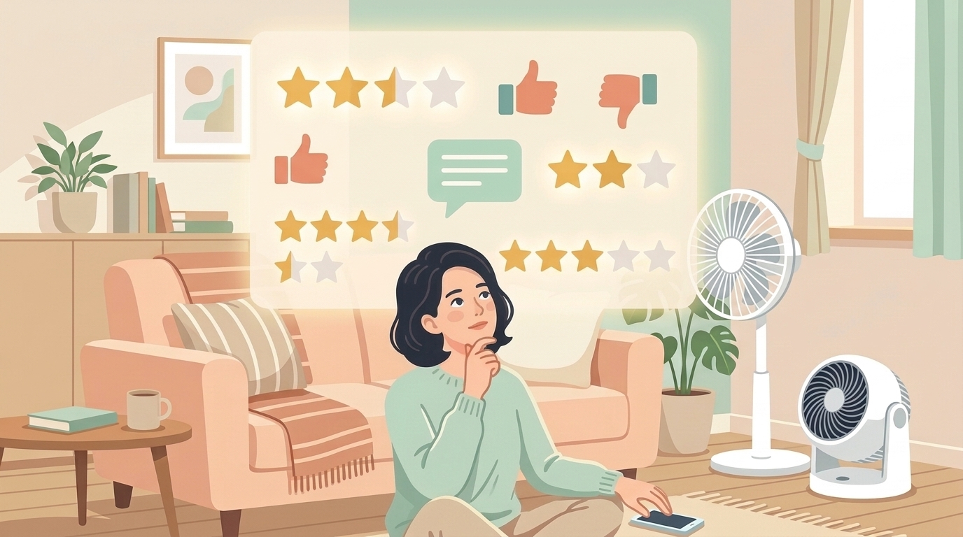 星評価と良し悪しの口コミを表すフラットイラスト