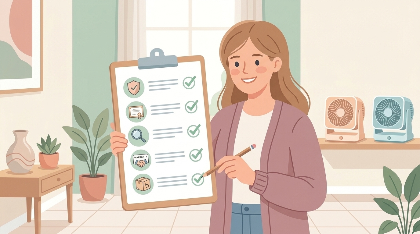 5項目のチェックリストを持つ女性のイラスト