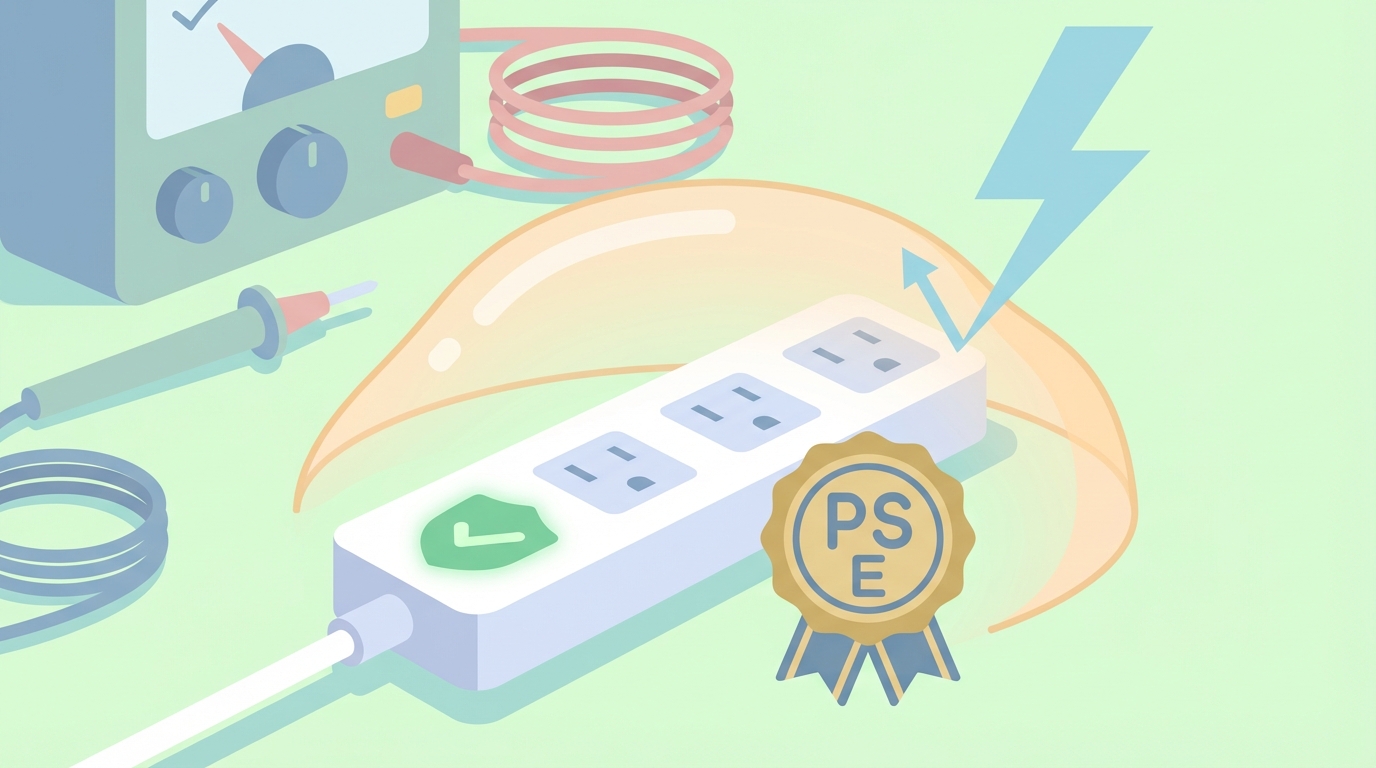PSE認証と安全検査を示すイラスト