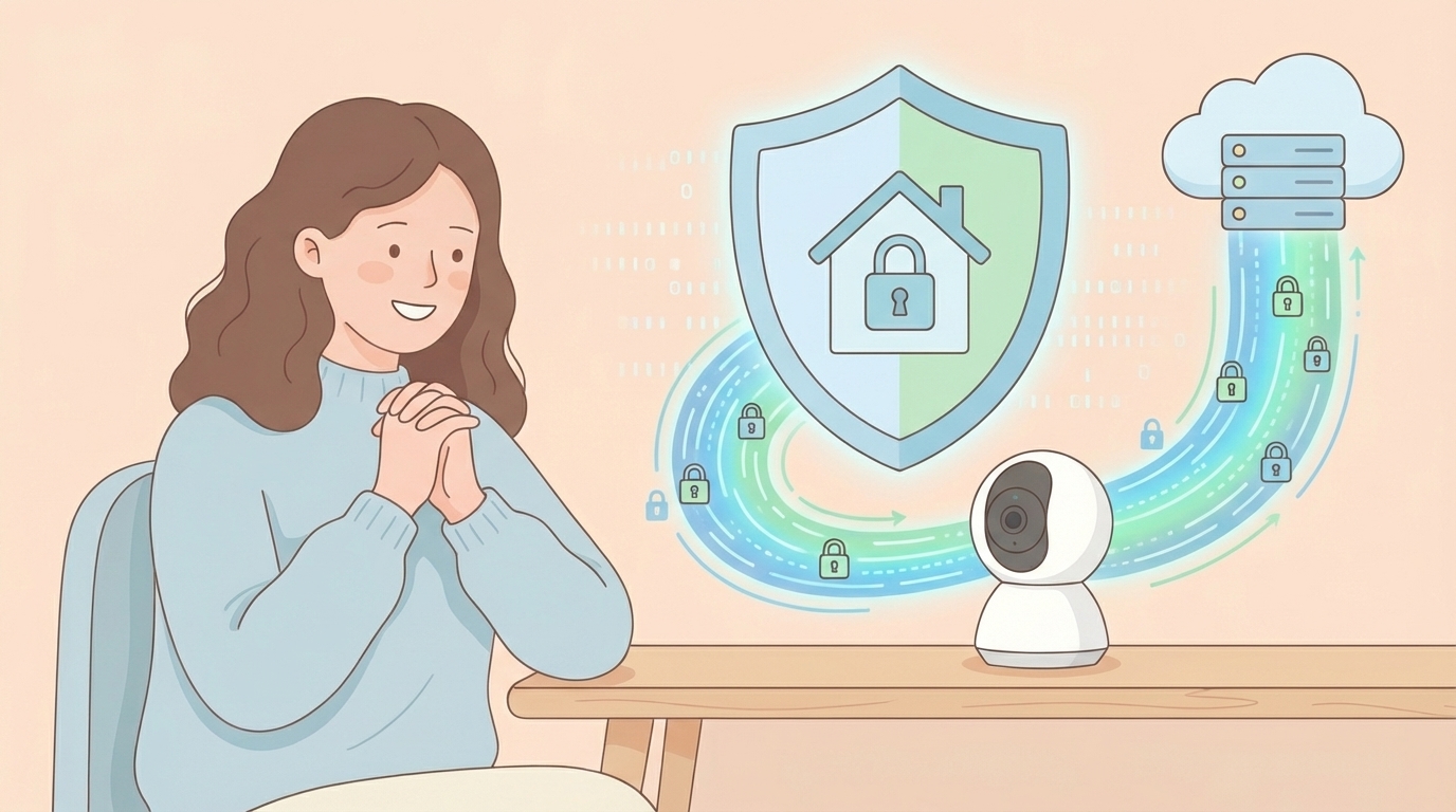 セキュリティシールドと暗号化で守られたカメラ