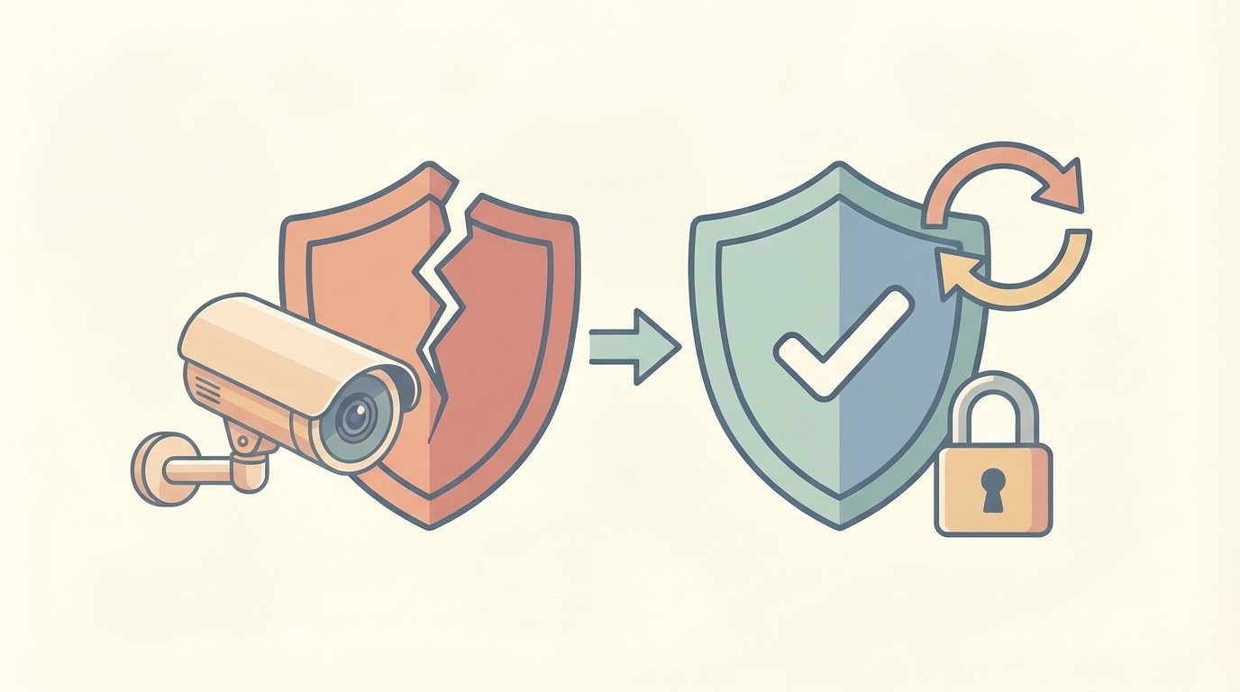 脆弱性から改善へのセキュリティ対策の変遷を示すイラスト