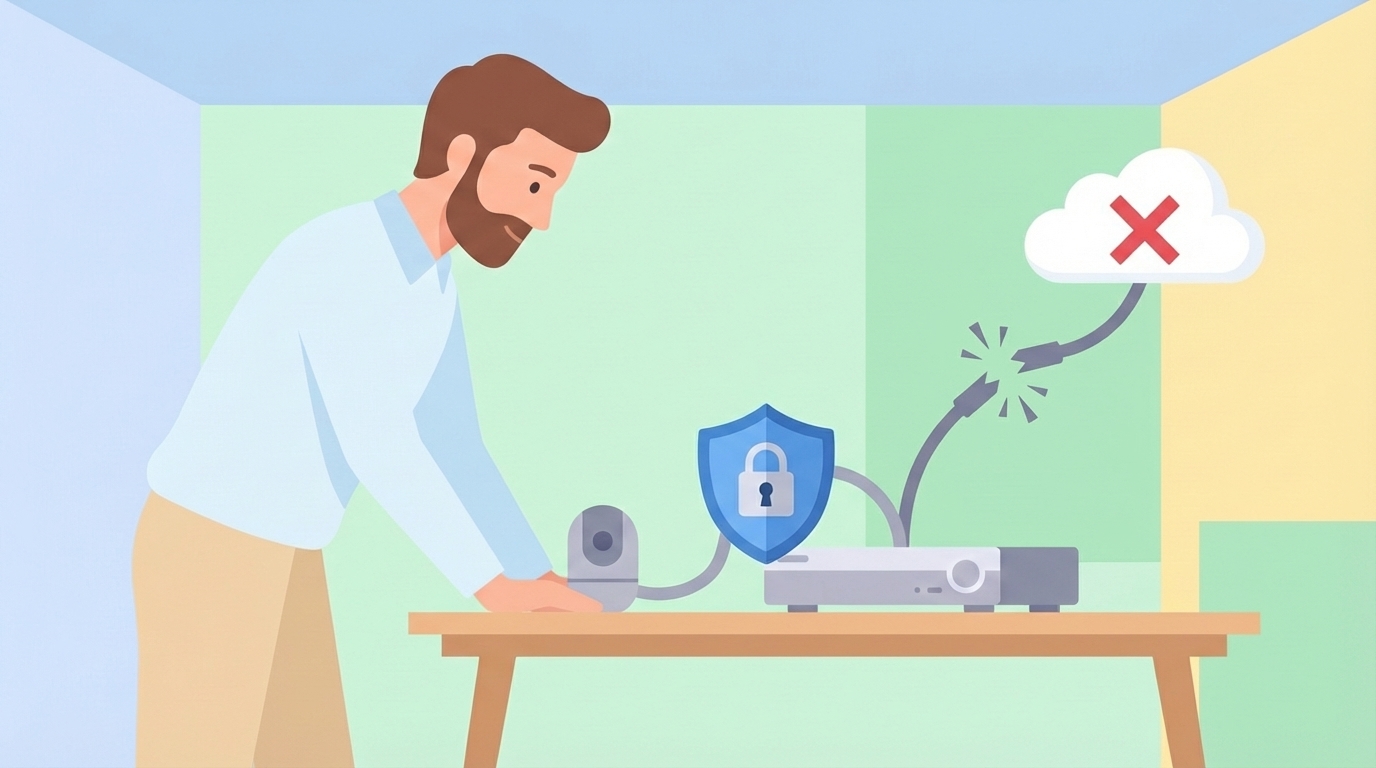 ローカル録画のセキュリティ対策を示すイラスト