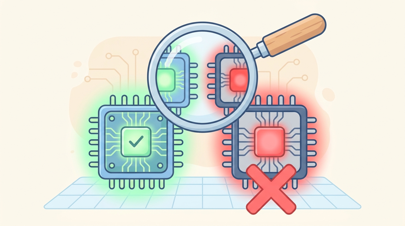 本物と偽物のセンサーを比較するイメージイラスト