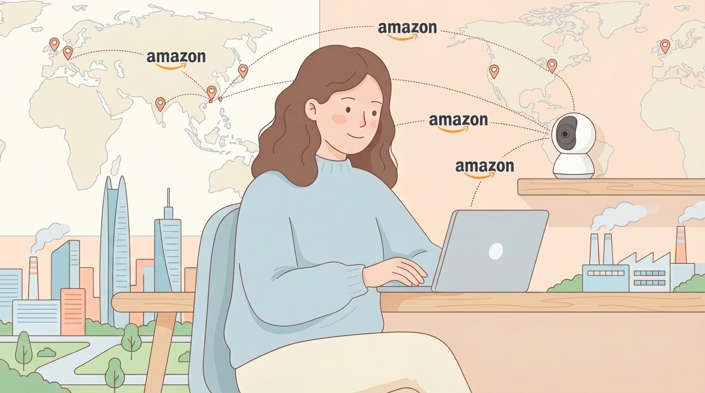 深圳の街並みとグローバル展開を示す世界地図