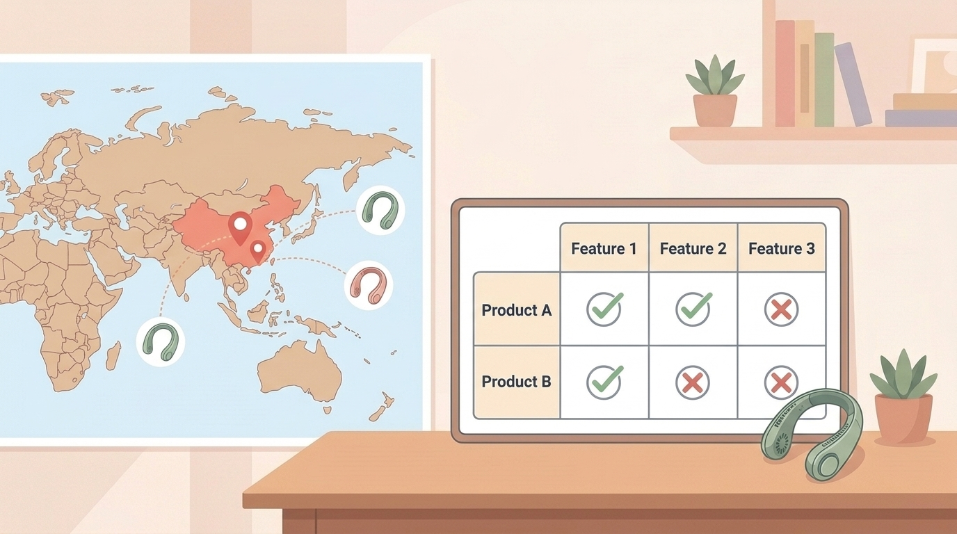 アジアの地図と類似ブランド比較のイラスト