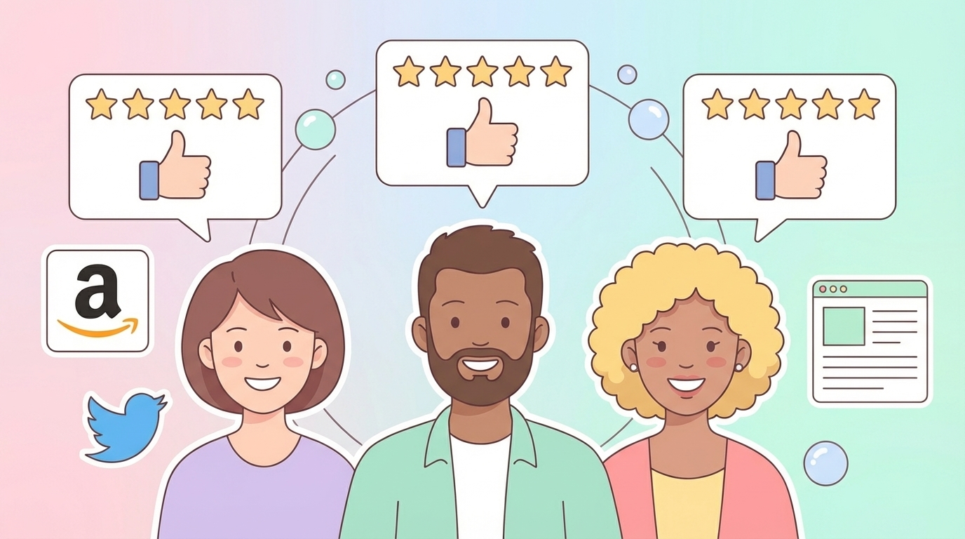 Amazon・Twitter・ブログの星評価と口コミのイラスト