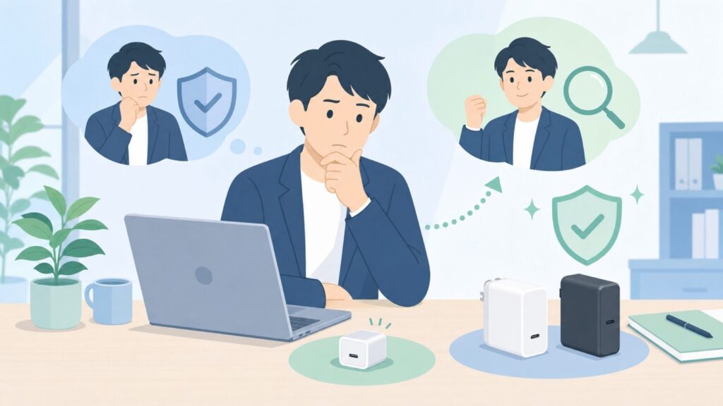 NOVOOの評判を購入前に調べる人のイラスト