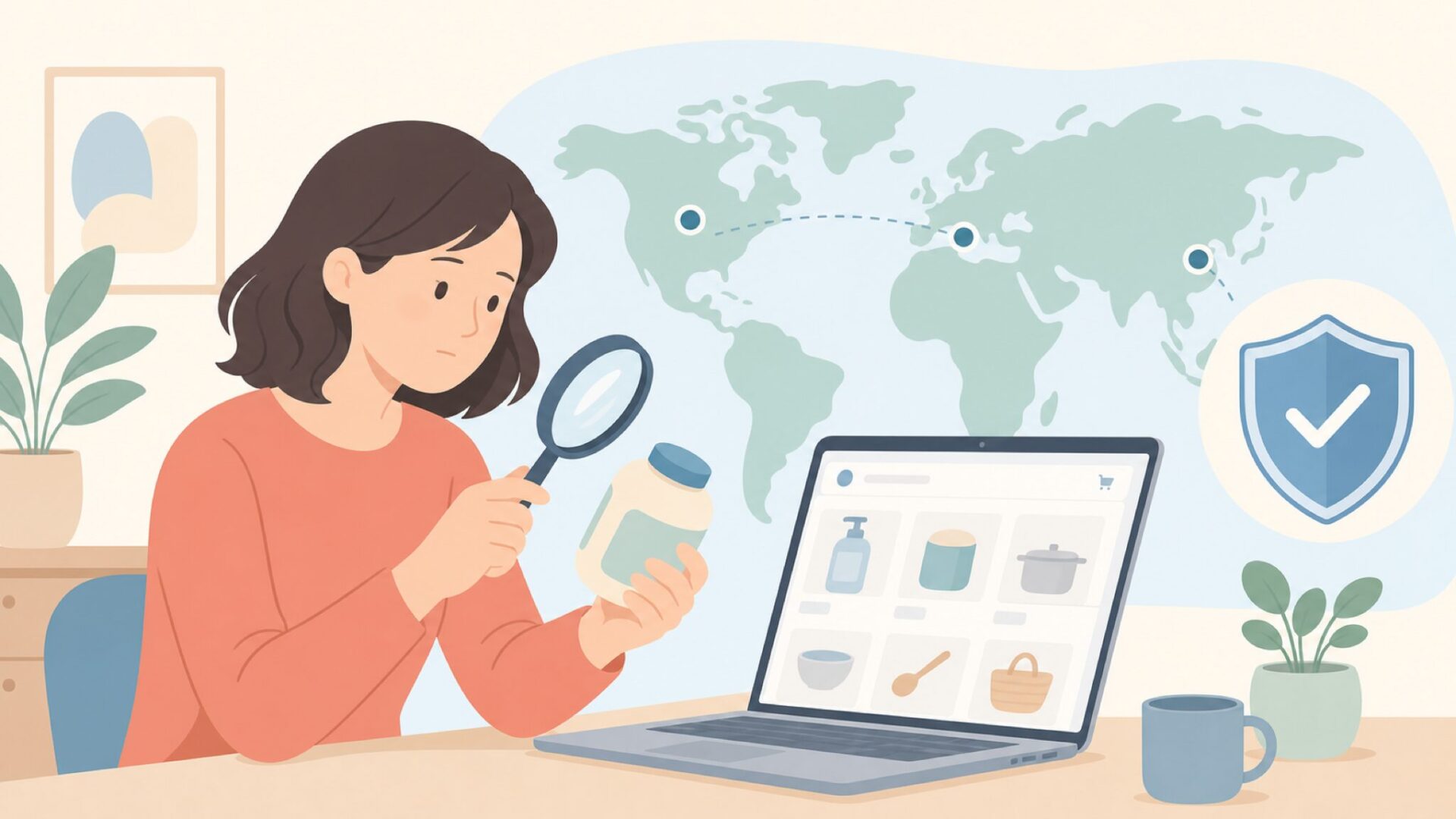RenFoxの国や安全性を確認する保護者のイラスト