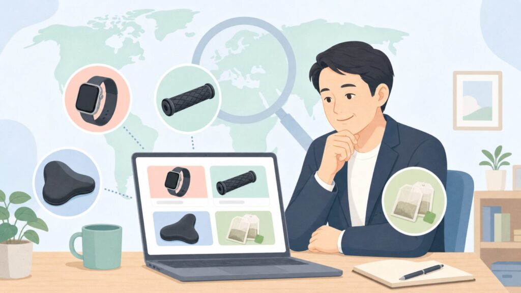 Simpeakの国籍と商品を購入前に確認する人物