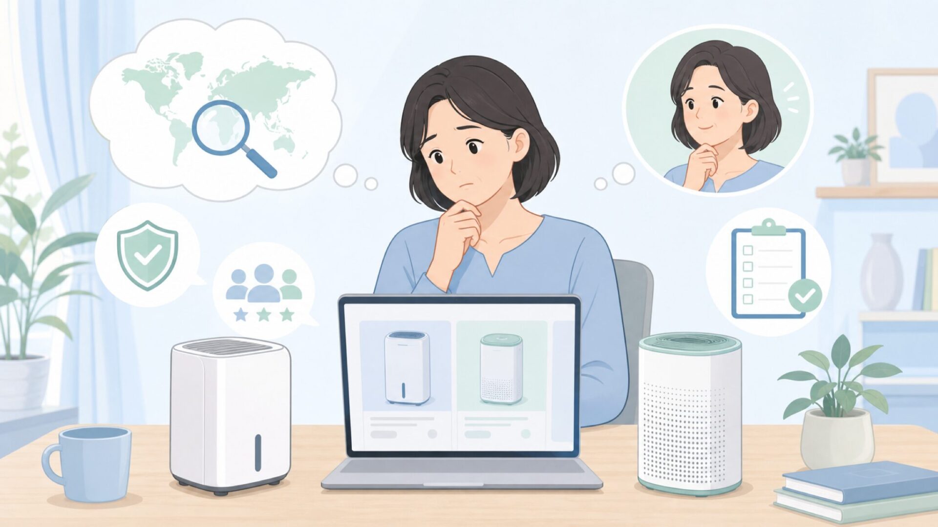 Kloudicの国や評判を調べる購入者のイラスト
