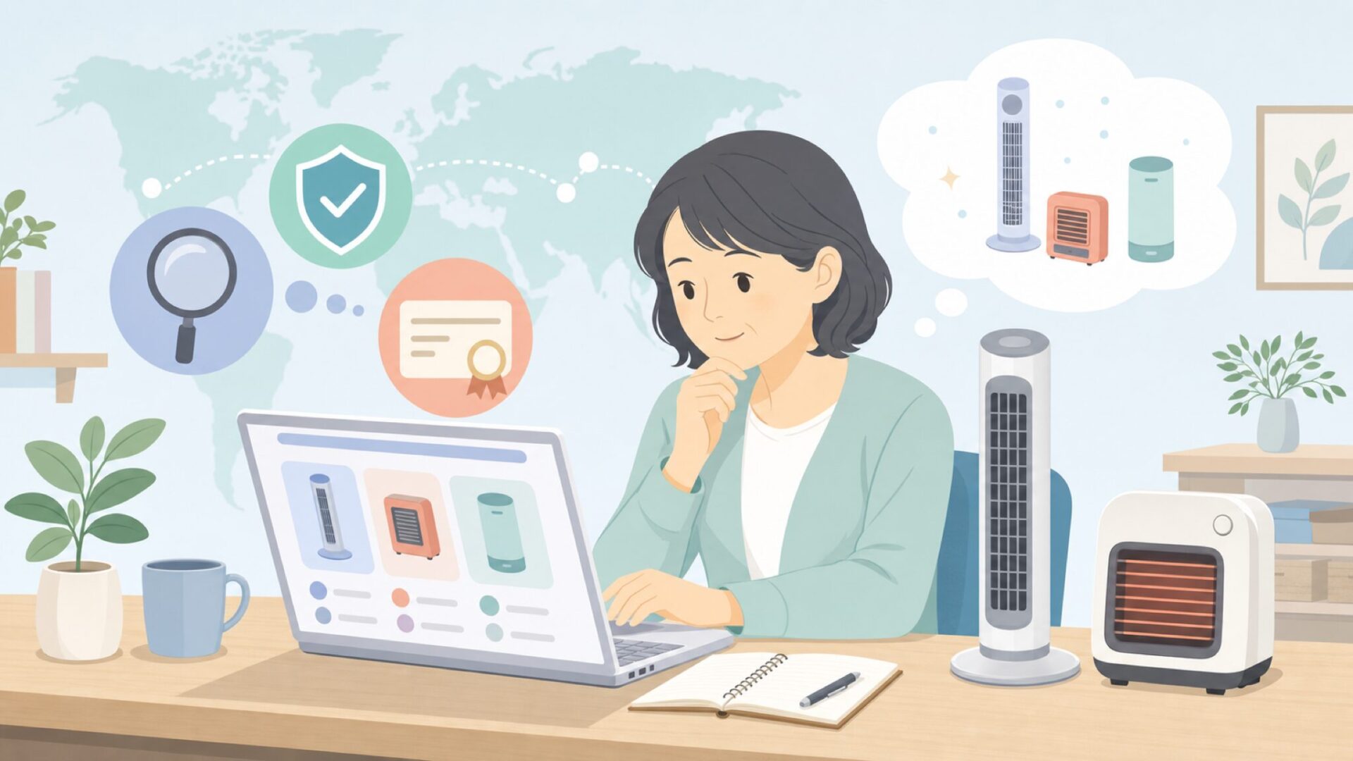 Senmeo購入前にブランド情報を調べる人物