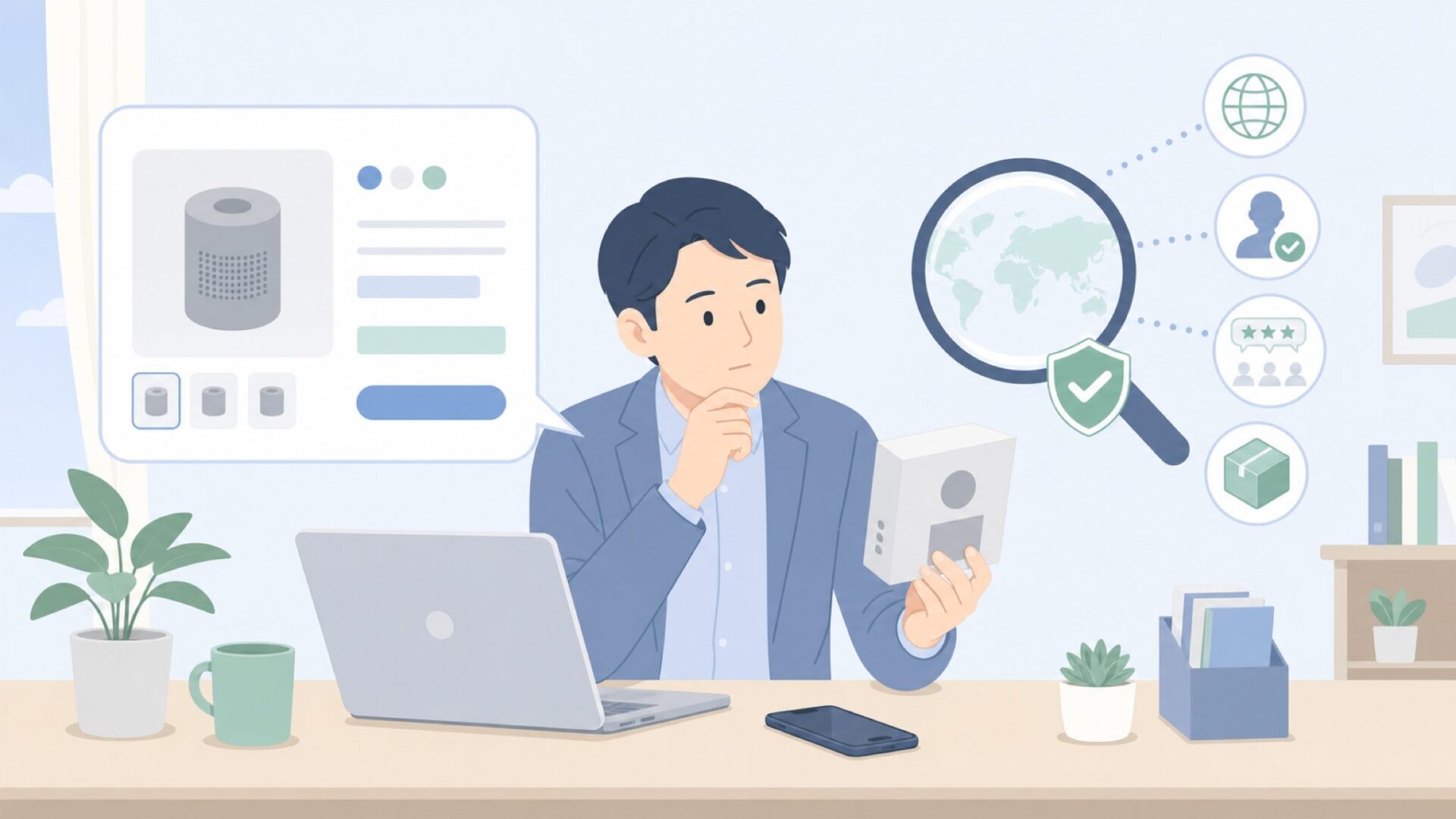 販売元と評判を確認して購入判断する人物
