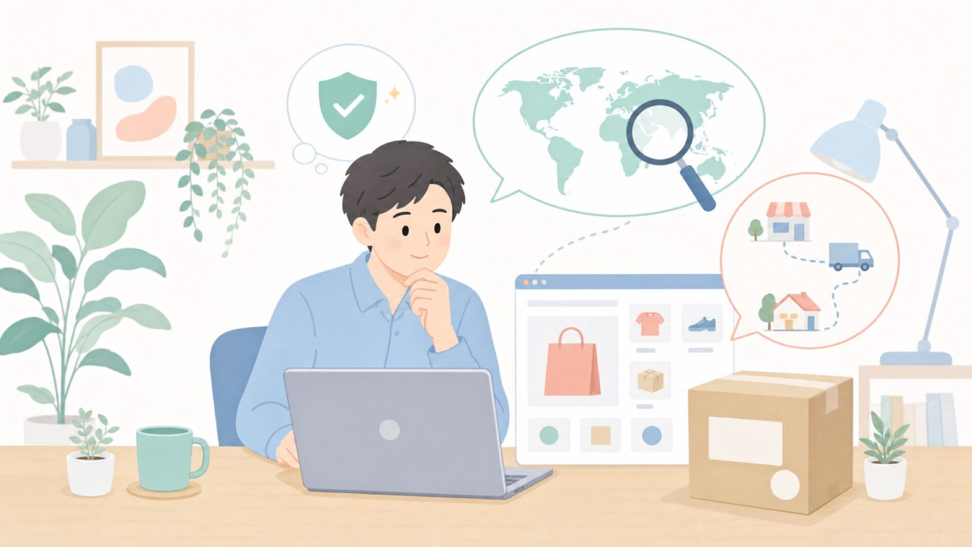 Wastouの国や評判を調べる買い物前の様子