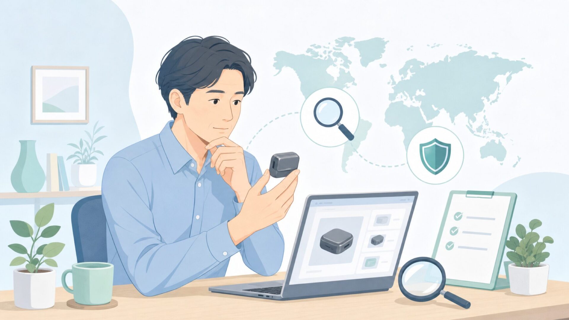 ブランドの出どころと安全性を確認する様子