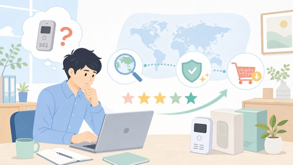 Protmexはどこの国？信頼性と一酸化炭素チェッカーの選び方の要点を表すイラスト