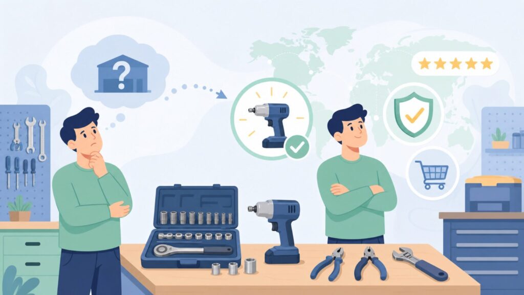 Busy Bee Toolsはどこの国の会社？カナダ発の老舗工具店の要点を表すイラスト