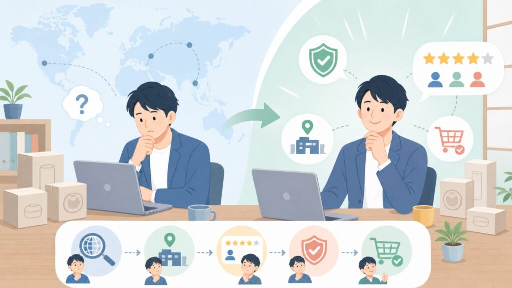 Dreubea（ドリューベア）はどこの国？正体と購入前の3つの注意点の要点を表すイラスト