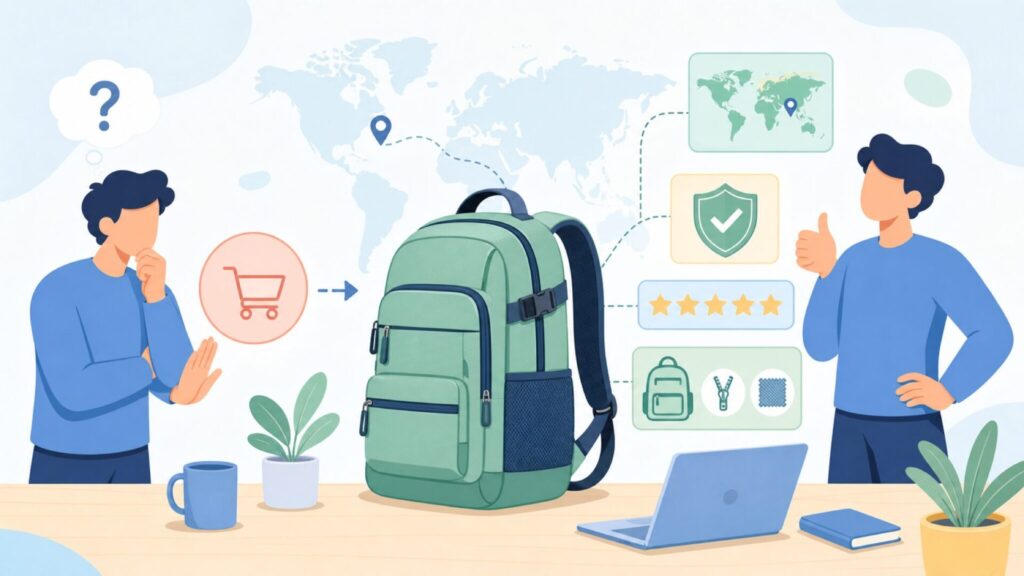 Mygreen（マイグリーン）はどこの国？中国製品質とサクラ疑惑を徹底検証の要点を表すイラスト